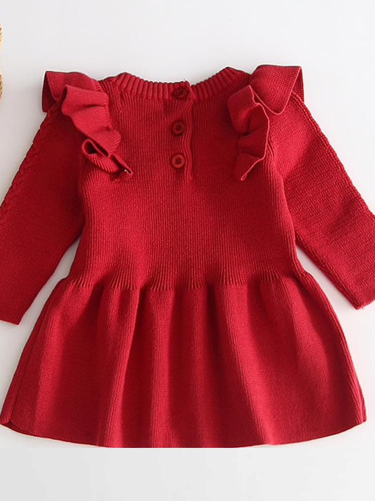 Little Girls Ruby Red Jumper Dress with ...